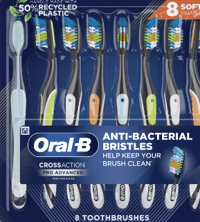 Oral-B CrossAction Advanced Soft Bristle Toothbrush, 8-pack