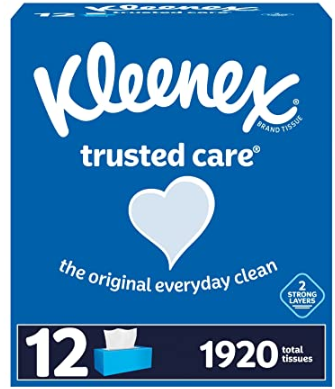 Kleenex Trusted Care 2-ply Facial Tissues, 12 Flat Boxes 160ct each